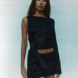 THE AMORE TOP BLACK SILK