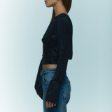 THE AMORE TOP BLACK SILK