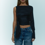 THE AMORE TOP BLACK SILK