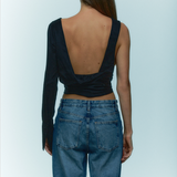 THE AMORE TOP BLACK SILK