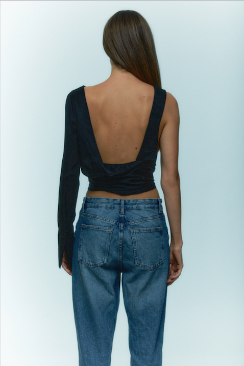 THE AMORE TOP BLACK SILK